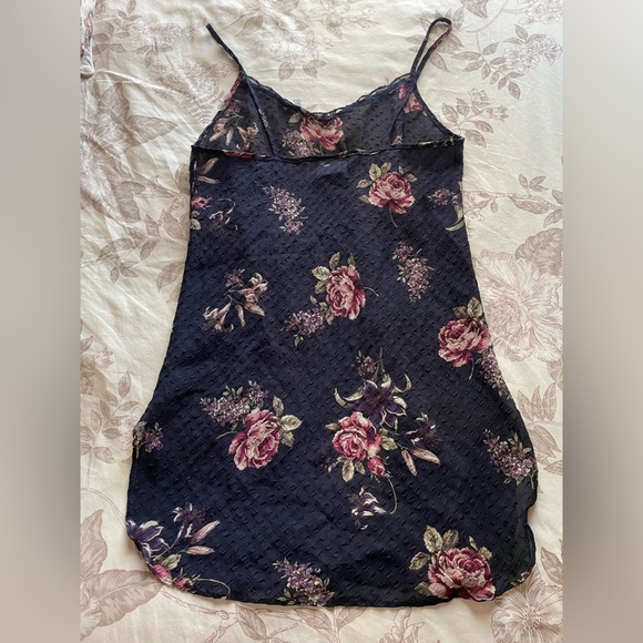 Vintage California Dynasty Sheer Dark Floral Camo Slip Dress Small 90s Romantic - Picture 5 of 10